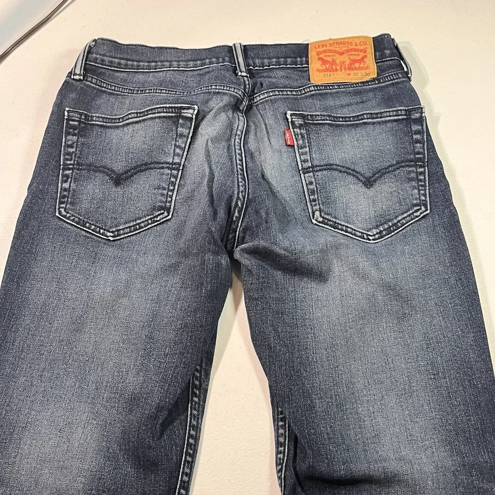Levis 514 Straight Fit Jeans Mens 30x30 Blue Medium Dark Wash 5 Pocket Denim‎